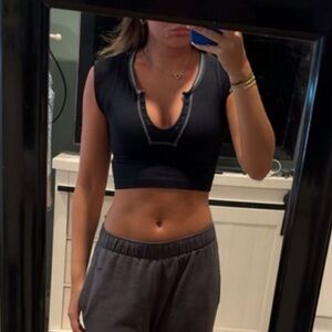 Black Sleeveless Crop Top